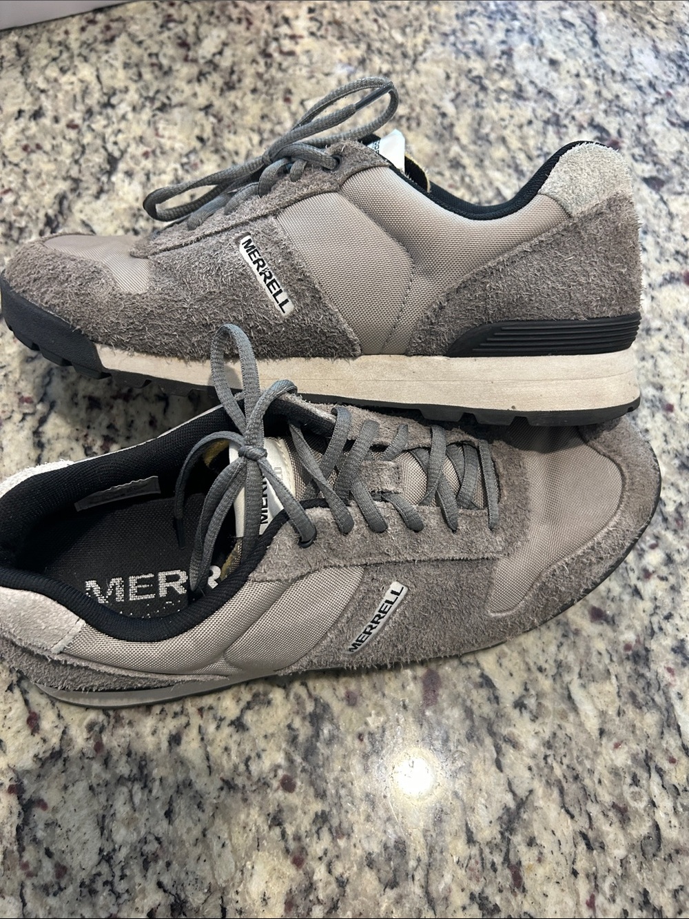 Merrell Men's Gray Suede & Mesh Trainer Sneakers
